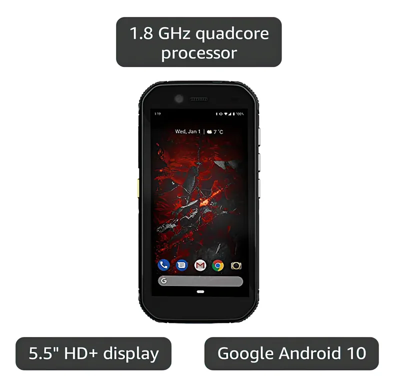 Manufacturer summary: 1.8 GHz quad-core, 5.5-inch HD+ display, Android 10
