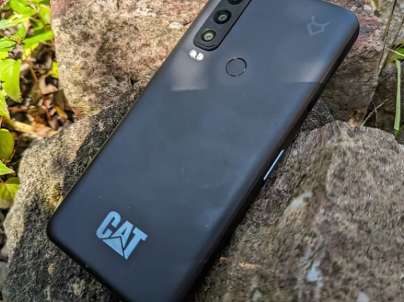 Resting against rock, close up on the matte back and camera housing