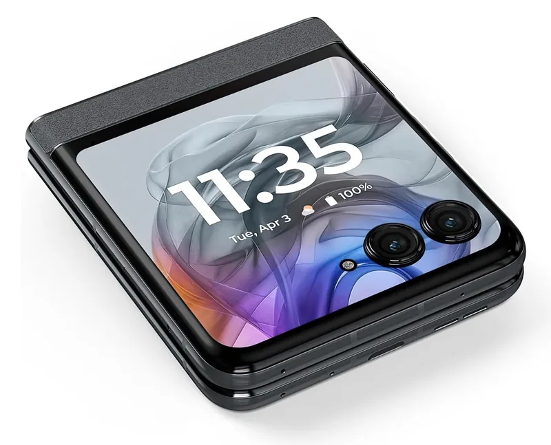Folded flat, with the 3.6-inch cover display and the two rear cameras