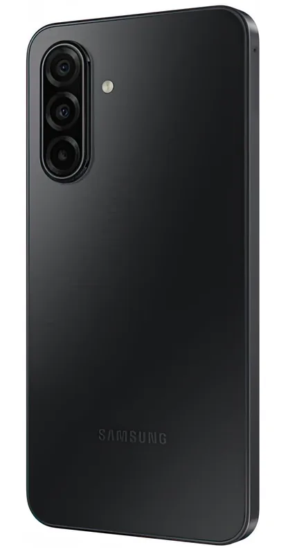 The back at an angle, showing the flat sides and the camera module
